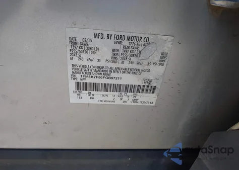 2015 Ford Explorer Limited from USA, damaged, VIN 1FM5K7F86FGB97211